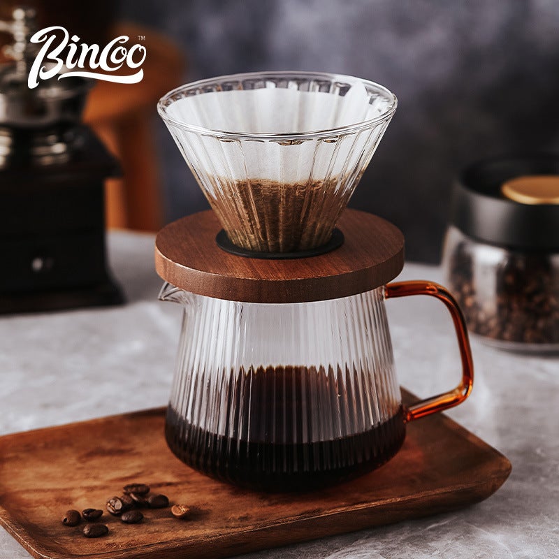 Bincoo Vertical Pattern Coffee Pot Hand Coffee Pot Coffee Filter Paper V60 Filter Cup Hand Coffee Pot Hand Coffee Suit - Image 2