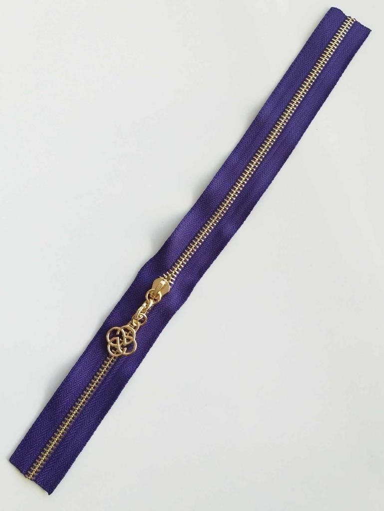 Angel Çanta Aksesuar Angel Bag Accessory Headed Zipper 30 cm Light Gold Metal Purple 