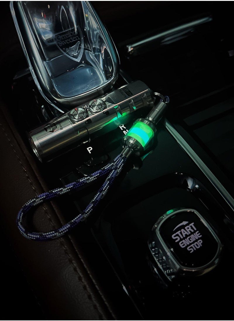 RovyVon - Illuminated Titanium Pendant - Light Green and Tifaty with Titanium Rope - Image 1