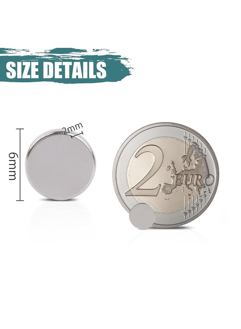 حياة كومفورت 60 قطعة مغناطيس نيوديميوم صغير، 6x2 مم مغناطيس أرضي نادر دائري صغير قوي، مغناطيس سبورة، مغناطيس ثلاجة ومكتب لا يخدش لتنظيم المنزل، الحرف اليدوية DIY، مستلزمات مدرسية، مطلي بالنيكيل الفضي - Image 2