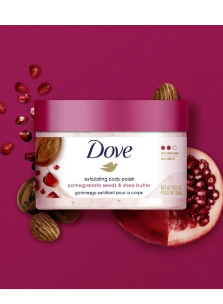 دوف مقشر الجسم من دوف 298 جم – مرطب بزبدة الشيا وبذور الرمان، خالٍ من الكبريتات، ينعّم ويغذي البشرة - Image 2