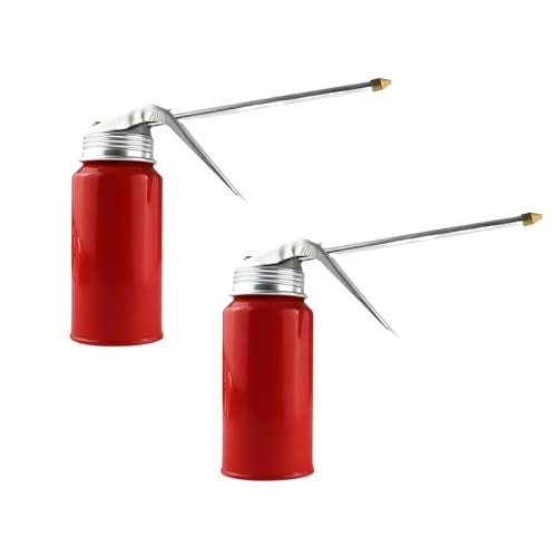 HZEL Car Oil Can Pump Oiler 2PCS 200 ML Steel Manual Vehicle Oil Dispenser Gun with Metal Spout Automotive Gas Spray Bottle Accessories Universal for SUV Motorcycle Truck - Image 1