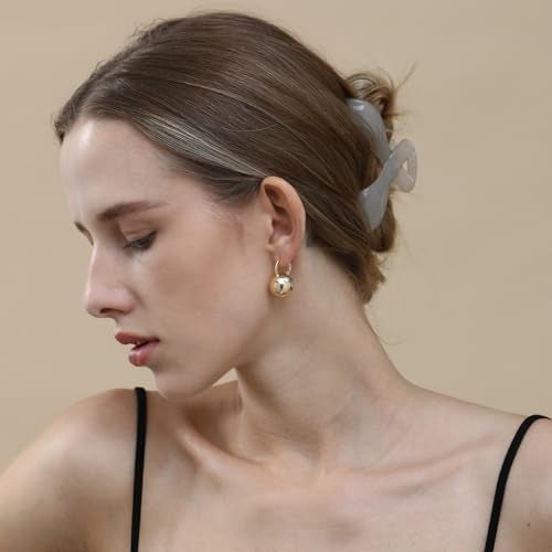 Ascona Hoop Earrings, Gold Plated Ball Drop Dangle Leverback Earrings for Women, Hypoallergenic Lightweight Gold Plated Dainty Fashion Jewelry(24mm) - Image 4