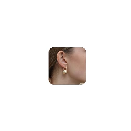 Ascona Hoop Earrings, Gold Plated Ball Drop Dangle Leverback Earrings for Women, Hypoallergenic Lightweight Gold Plated Dainty Fashion Jewelry(24mm) - Image 1