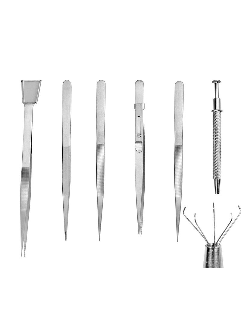 DIY Crafts Diy Crafts 11753 India 302707174108 Diamond Tweezers Set With Watch Prong Holder Jewelry Pick Up Tool Tweezer Multicolor 6 Piece  - Image 4