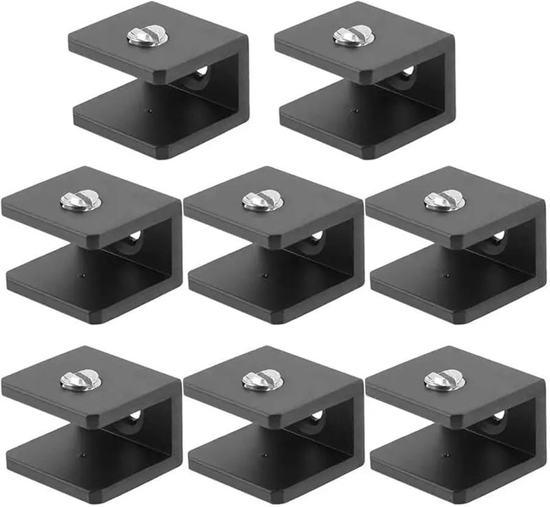 Black Glass Shelf Brackets 30Pcs Adjustable Floating Mirror Wall Shower Support Clips 1 9x1 8cm - Image 2