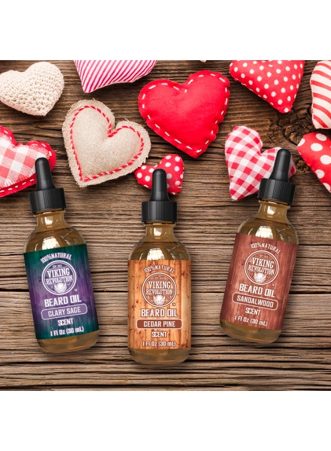 Viking Revolution Beard Oil for Men 3 Pack - Natural Mens Beard Oil Variety Set - Sandalwood, Pine and Cedar, Clary Sage Scents - Beard Conditioning and Moisturizing for a Healthy Beard (3 Pack, 1oz) - Image 4