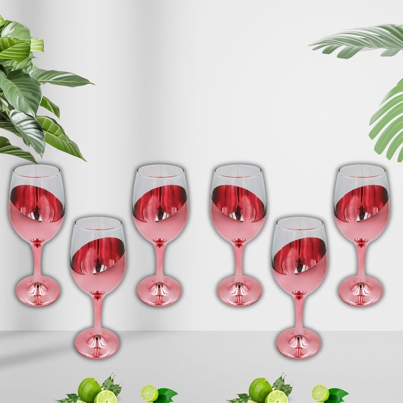 FALKOR Luxury Glassware 330 ML Rose Gold Colour Plated Long stemmed Sparkling ChampagneWine Glasses for White or Red Wine Set of 6 for a Party Gifting or Even Display at Your bar of Home - Image 1