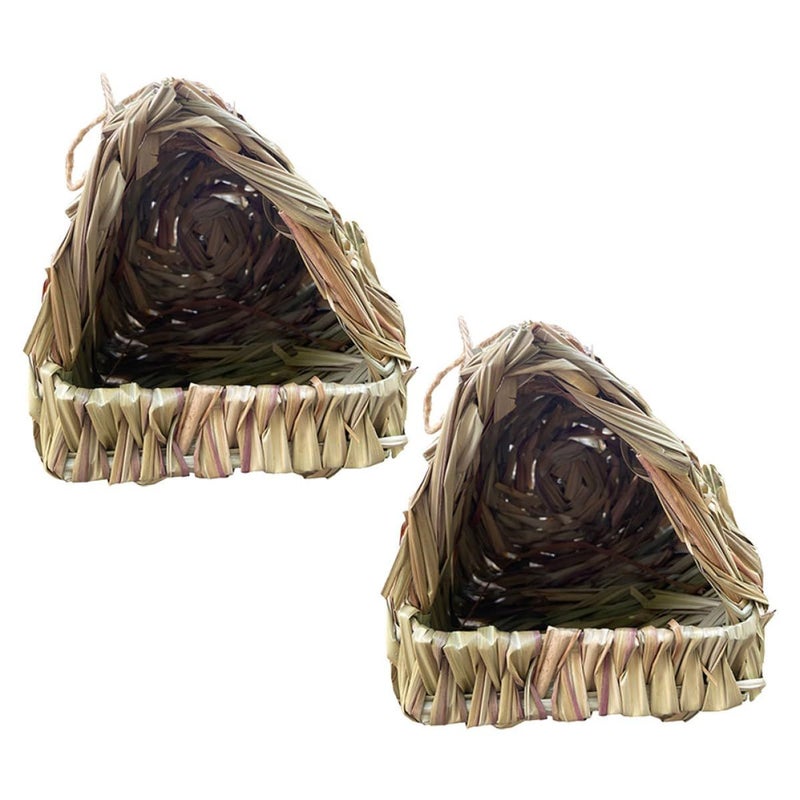 Handwoven Straw Parakeet Hideaway Hut Seagrass Bird Breeding Box - Image 2