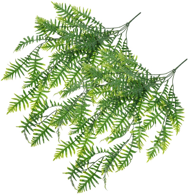2pcs Artificial Hanging Ferns Fake Hanging Plants Faux Hanging Plants Wall Hanging Decor - Image 1