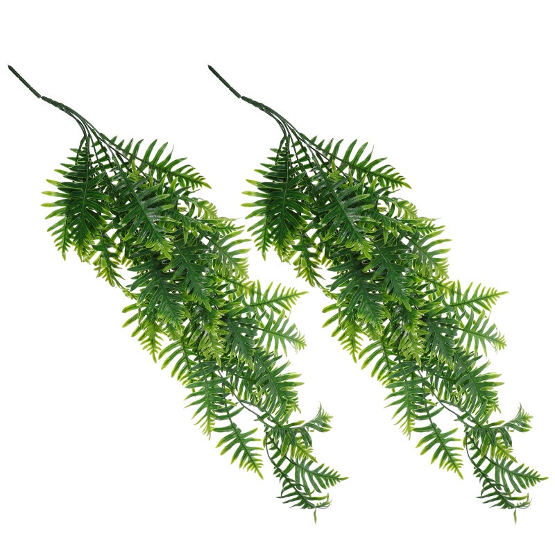 2pcs Artificial Hanging Ferns Fake Hanging Plants Faux Hanging Plants Wall Hanging Decor - Image 5