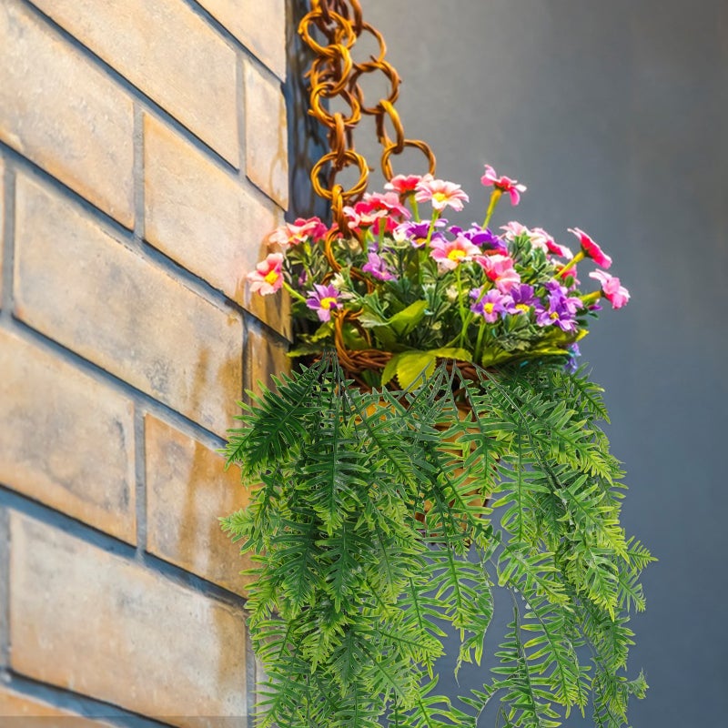 2pcs Artificial Hanging Ferns Fake Hanging Plants Faux Hanging Plants Wall Hanging Decor - Image 3