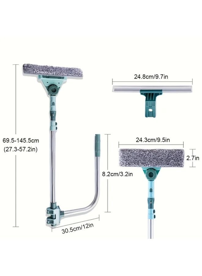 Light Green Extendable Window Scraper Rotating Head Detachable U Shaped Replacement Pads - Image 3