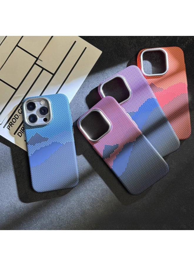 Generic - Suitable For Iphone16ProMax Phone Case Magnetic Suction Kevlar Pattern Carbon Fiber For Iphone 14 All-inclusive Protective Case 15-Color:Kevlar Pattern [Black Peak]]-Applicable Model:For Iphone 16 Pro Max - Image 1