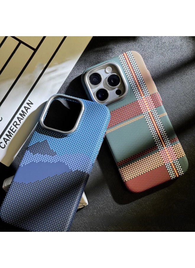 Generic - Suitable For Iphone16ProMax Phone Case Magnetic Suction Kevlar Pattern Carbon Fiber For Iphone 14 All-inclusive Protective Case 15-Color:Kevlar Pattern [Black Peak]]-Applicable Model:For Iphone 16 Pro Max - Image 1