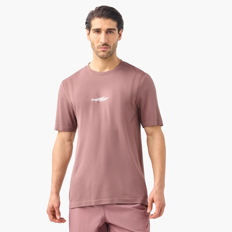 ADOT by Splash Typographic Detail Crew Neck T-shirt with Short Sleeves