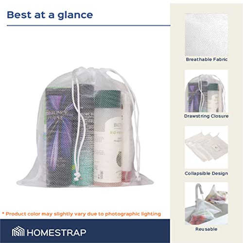 HomeStrap Set Of 12 Double Layered Mesh Drawstring Reusable Fridge/Refrigerator Storage Bag/Pouches For Fruits, Vegetables(4 Small, 4 Medium & 4 Large)(Featured On Shark Tank) - Image 3