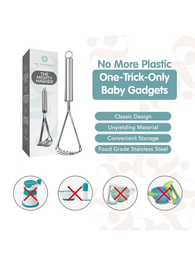 The 730 Project Mighty Masher, Baby Food Masher for Starting Solids Essentials, Baby-Led Weaning Mini Avocado and Potato Masher, Stainless Steel Potato Smasher Tool - Image 3