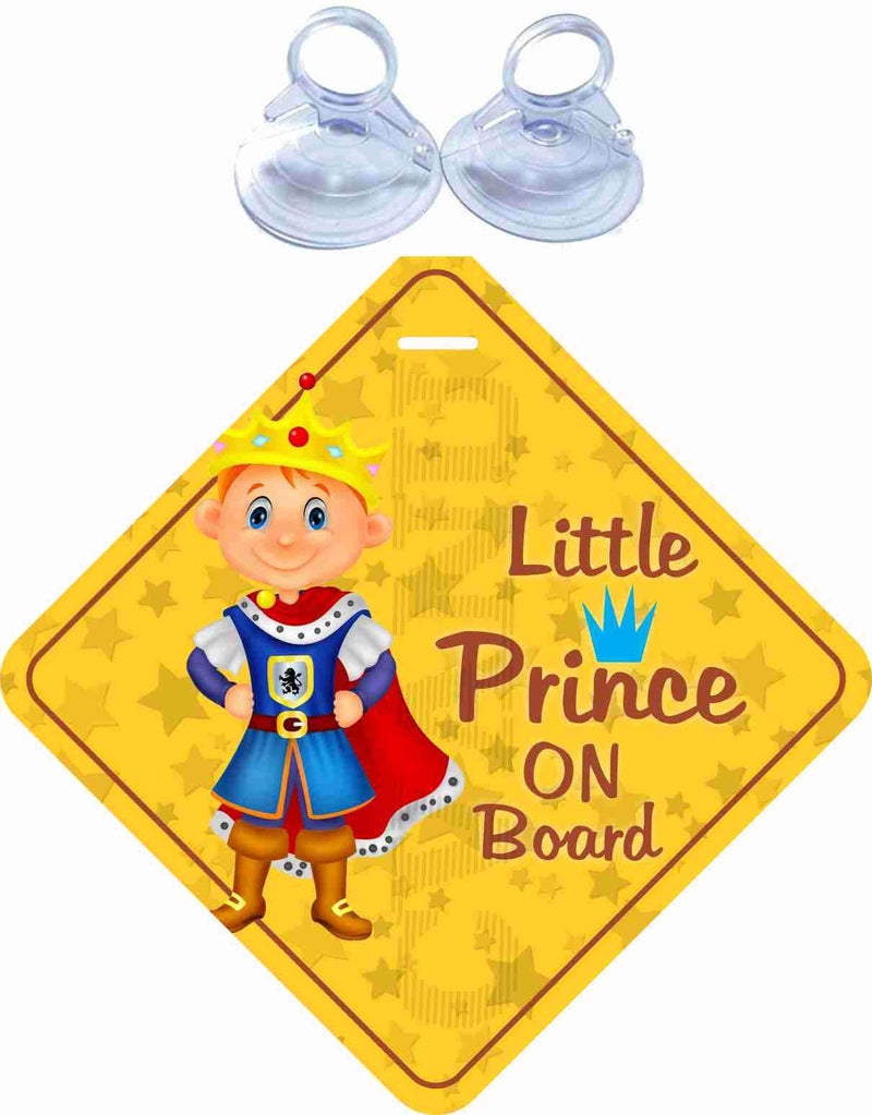 KREEPO Little Prince on Board Yellow Safety Warning Sticker for Driver, No Fade, Removable (Pack of 2) CV-58 - Image 1