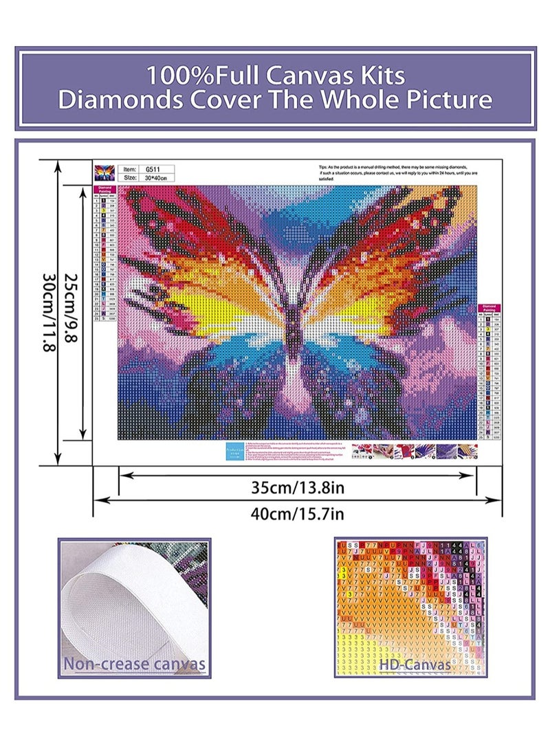 Excefore DIY 5D Diamond Painting Butterfly Pattern 11.8*15.7 Inch - Image 4