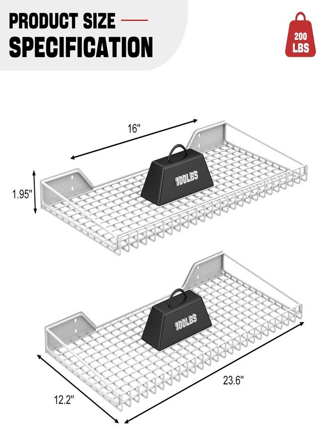 Ultrawall Wall Mounted Shelf for Garage, 2 Pack 23.5inch x 12inch Metal Shelf Rack, Heavy-Duty Wall Shelves Suitable for Shop, Shed, Garage Storage(White) - Image 5
