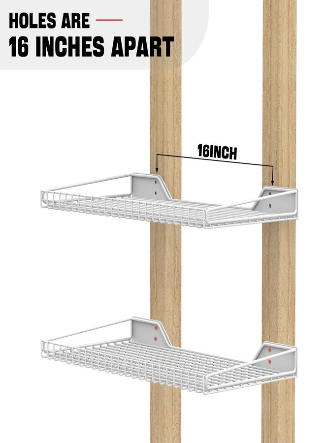 Ultrawall Wall Mounted Shelf for Garage, 2 Pack 23.5inch x 12inch Metal Shelf Rack, Heavy-Duty Wall Shelves Suitable for Shop, Shed, Garage Storage(White) - Image 3