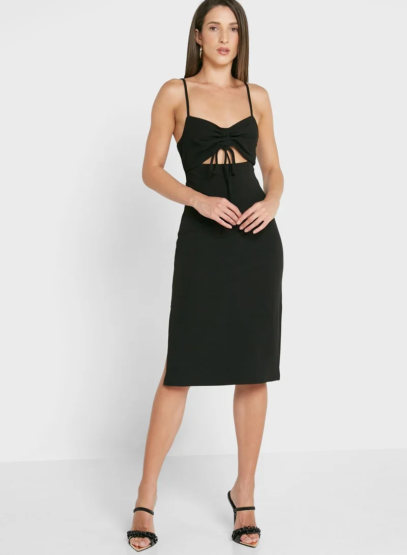BCBGeneration Cut Out Detail Ruched Dress for Women | Best Price Qatar