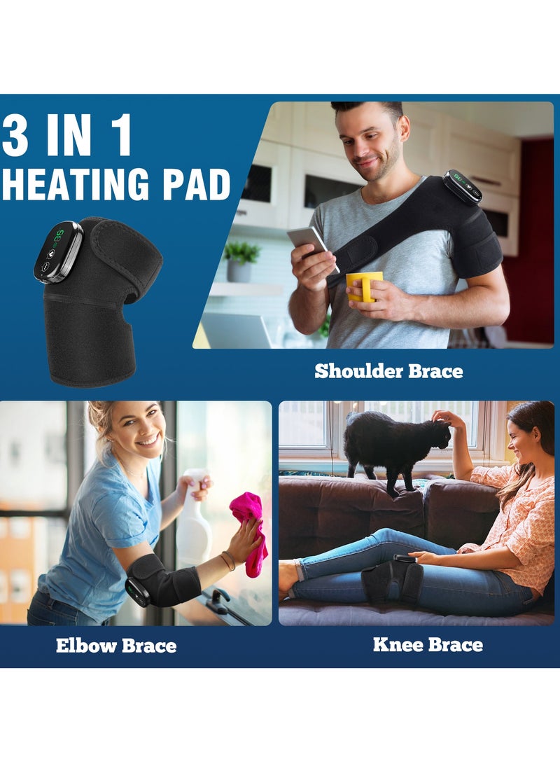 AROAQ Heated Knee Brace Support, Electric Heating Knee Massager, Far Infrared Joint Physiotherapy Elbow Knee Pad, Usb Charging Vibration Massage knee pad for Knee Injury Cramps Arthritis, (Type F-Black)  - Image 4