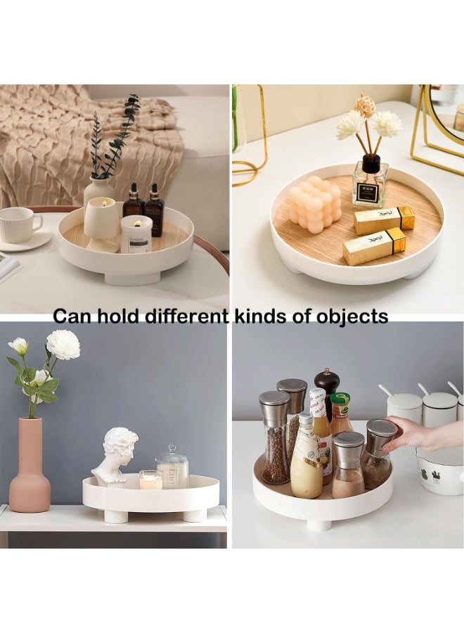 بتيمفم صينية دائرية عصرية مع سطح من الخشب، منظم قاعدة مزخرف للحمام، خزانة الملابس، طاولة القهوة، المدخل - Image 5