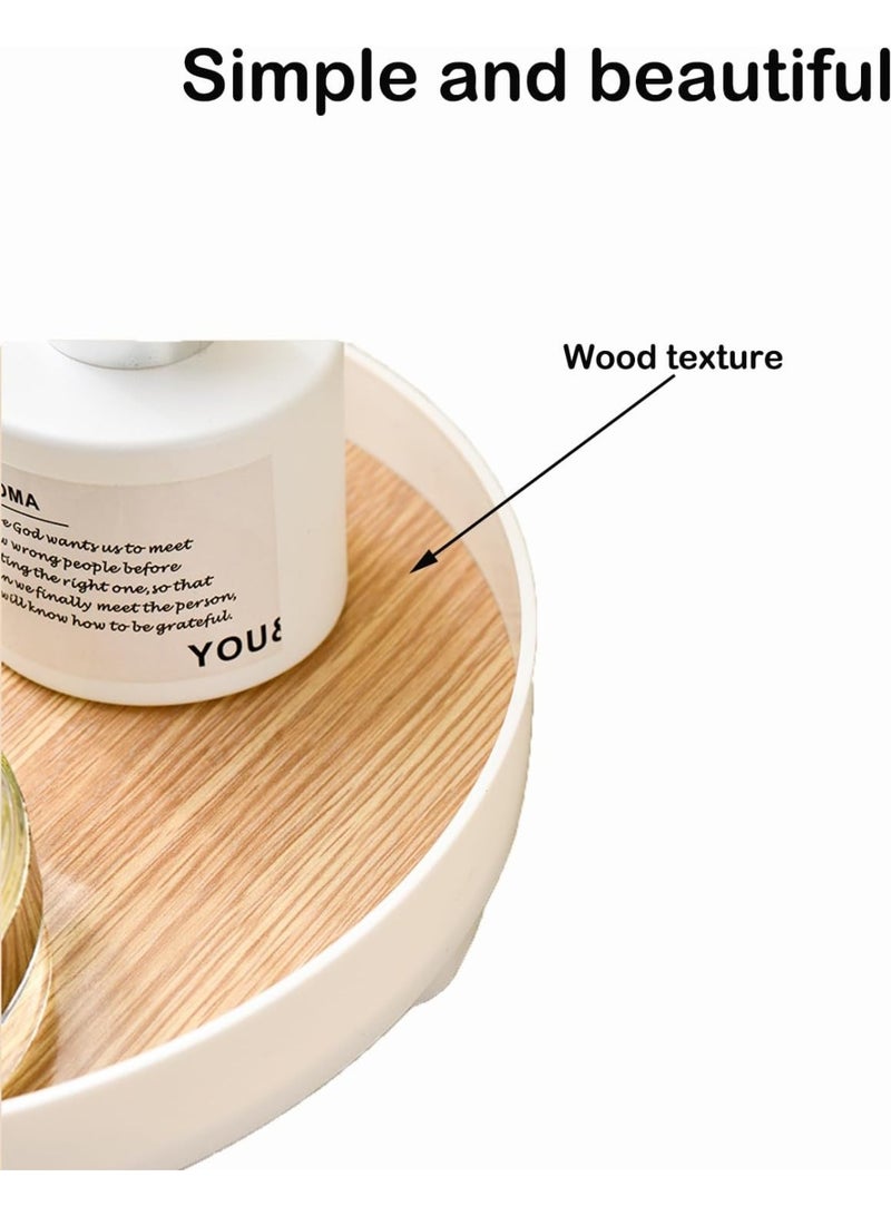 بتيمفم صينية دائرية عصرية مع سطح من الخشب، منظم قاعدة مزخرف للحمام، خزانة الملابس، طاولة القهوة، المدخل - Image 3