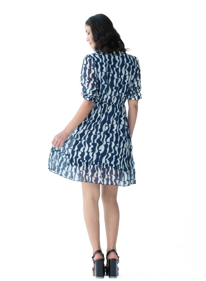 زابايوني This elegant dress features a unique blue pattern, perfect for casual and formal occasions.