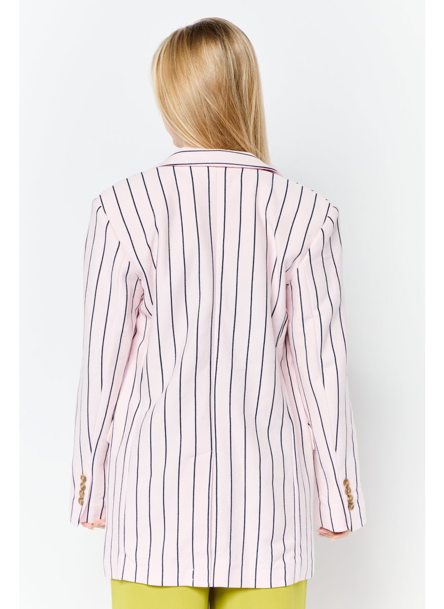 Women Regular Fit Knitted Casual Blazer, Pink