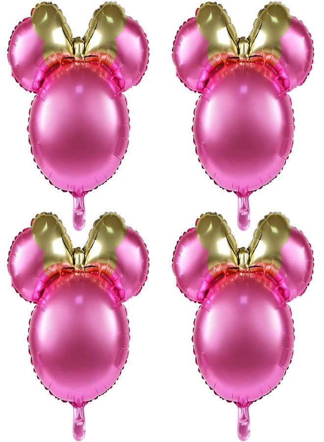 MIKIMIQI 4 Pcs Mouse Head Foil Balloons, 24'' Mouse Mylar Balloon for Birthday Party Decorations Jumbo Mouse Head Aluminum Foil Balloons Party Favors Supplies (Pink) - Image 1
