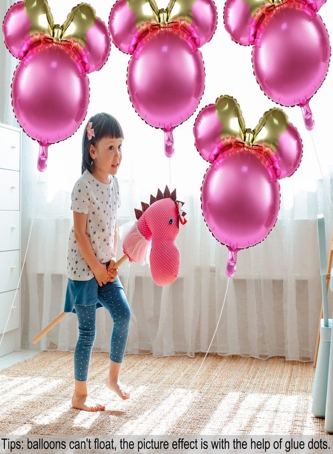 MIKIMIQI 4 Pcs Mouse Head Foil Balloons, 24'' Mouse Mylar Balloon for Birthday Party Decorations Jumbo Mouse Head Aluminum Foil Balloons Party Favors Supplies (Pink) - Image 3
