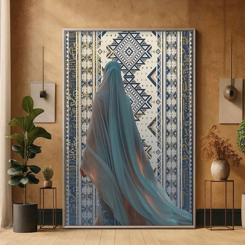 ماركتنا لوحة قماشية بتصميم الفن النجدي مع برواز مجوف مقاس (40×60) قطعة واحدة - Image 3