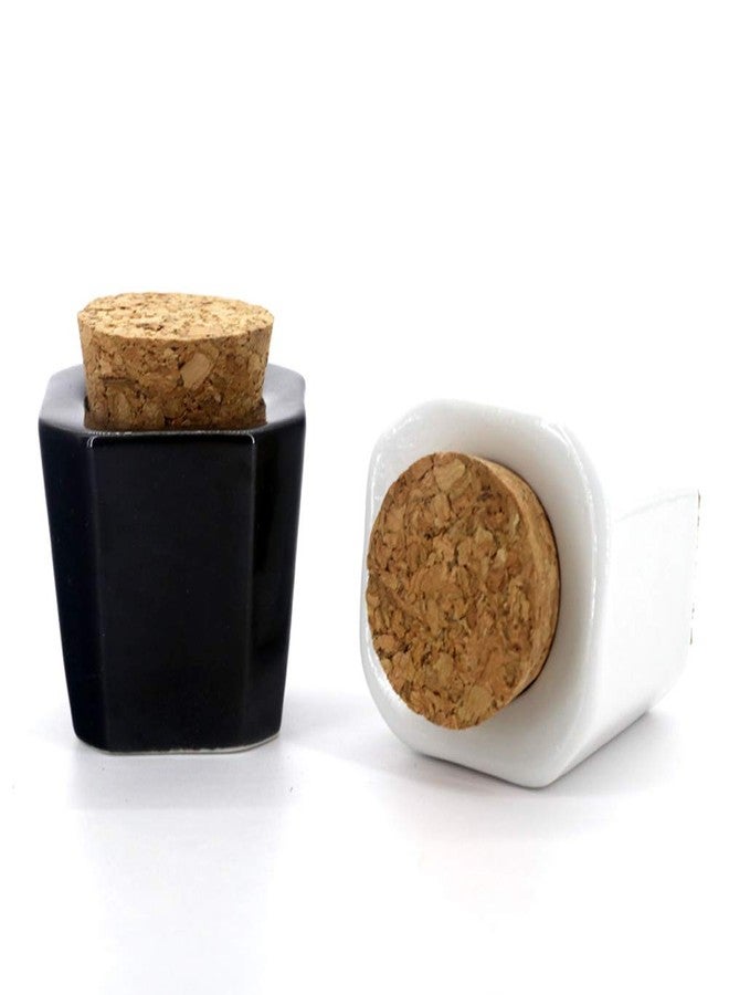 lasenersm 2 Pieces Porcelain Material Dappen Dish with Soft Wooden Cap Nail Art Acrylic Powder Nail Art Tools Porcelain Cup Porcelain Dappen Cup Nail Art Acrylic Liquid Powder Dappen Dish, Trapezoidal-Cone - Image 2