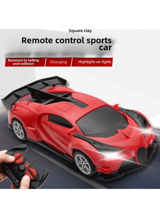 Children's Remote Control Car Rechargeable Fall-resistant Drift Racing Model Electric Car Baby Sports Car Toy Car Boy-Color:Gatedi Blue [with Car Lights-Scale:Rechargeable Version [two Sets Of Lithium Batteries + Charging Cable - Image 2
