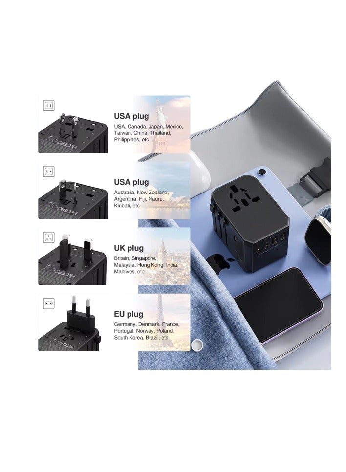 Universal Travel Adapter with LED Light-Up Logo – All-in-One International Charger with Dual USB Ports  - Image 2
