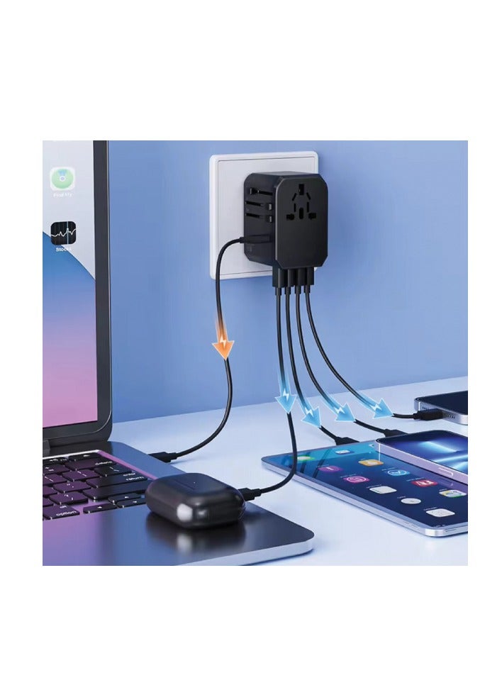 Universal Travel Adapter with LED Light-Up Logo – All-in-One International Charger with Dual USB Ports  - Image 3
