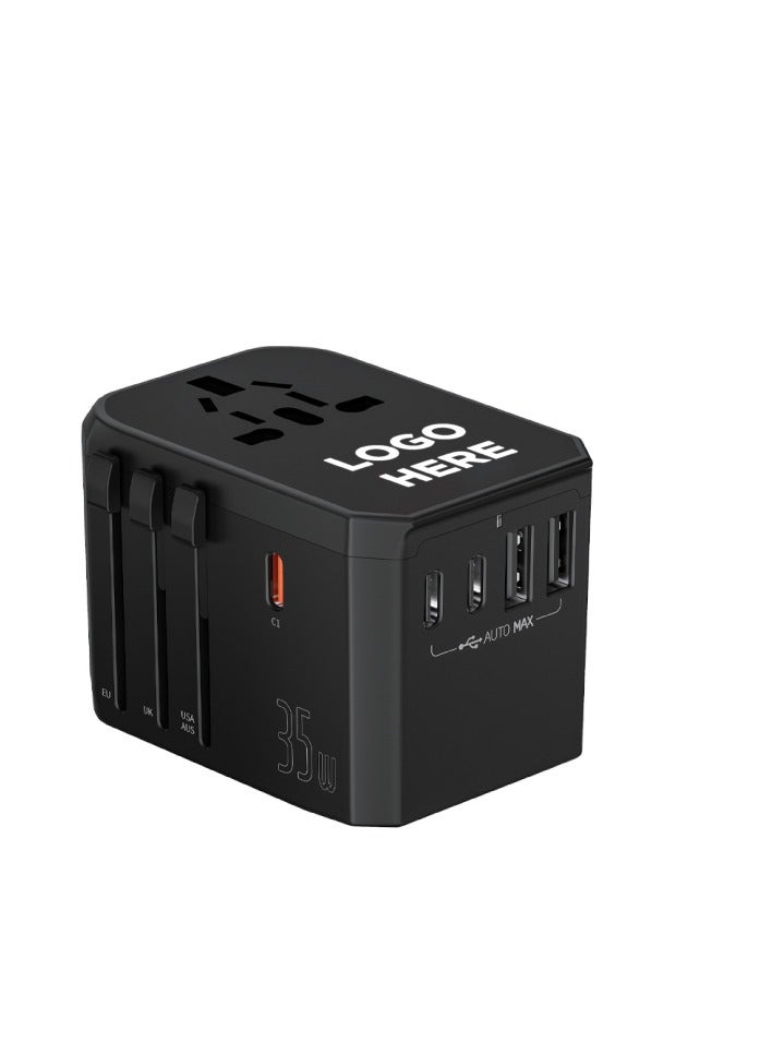 Universal Travel Adapter with LED Light-Up Logo – All-in-One International Charger with Dual USB Ports  - Image 4
