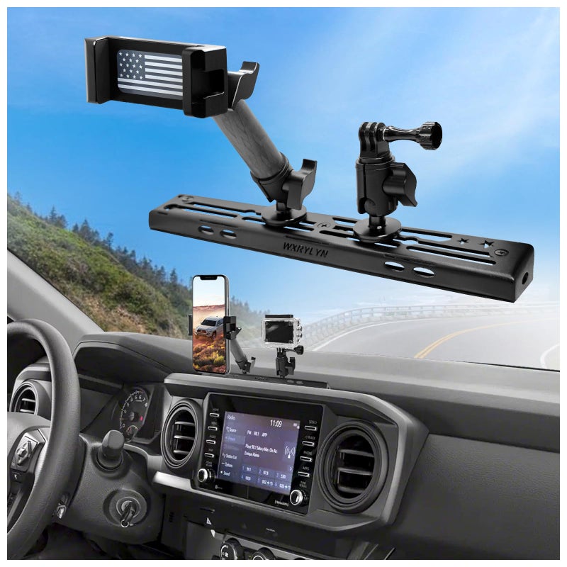 Wxrylyn 2023 Tacoma Dash Phone Holder For 2016-2023 Toyot A Tacoma Metal Dash Platform Phone Mount Phone Holder 2022 Tacoma Cell Phone Holder Dash Phone Mount - Image 1