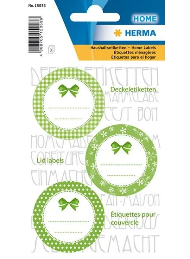 Herma 15053 Self-Adhesive Round Jar and Container Labels, Green - 9-Piece Set - Image 1