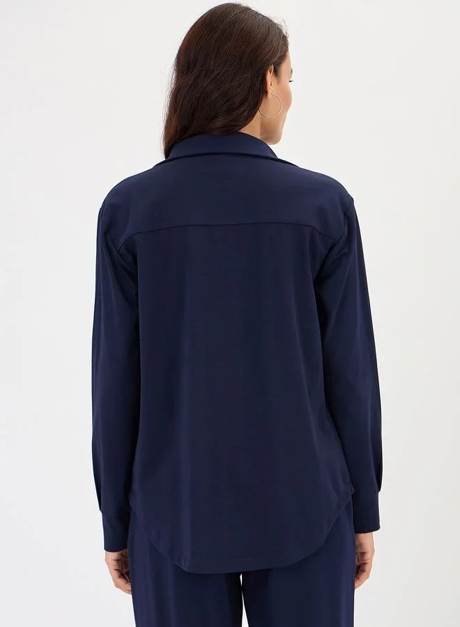 Femmella  Navy Blue Long Sleeve Shirt for Women | Best Price UAE