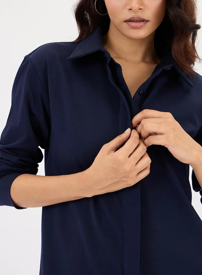 Femmella  Navy Blue Long Sleeve Shirt for Women | Best Price UAE