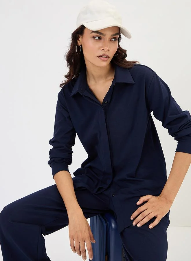 Femmella  Navy Blue Long Sleeve Shirt for Women | Best Price UAE