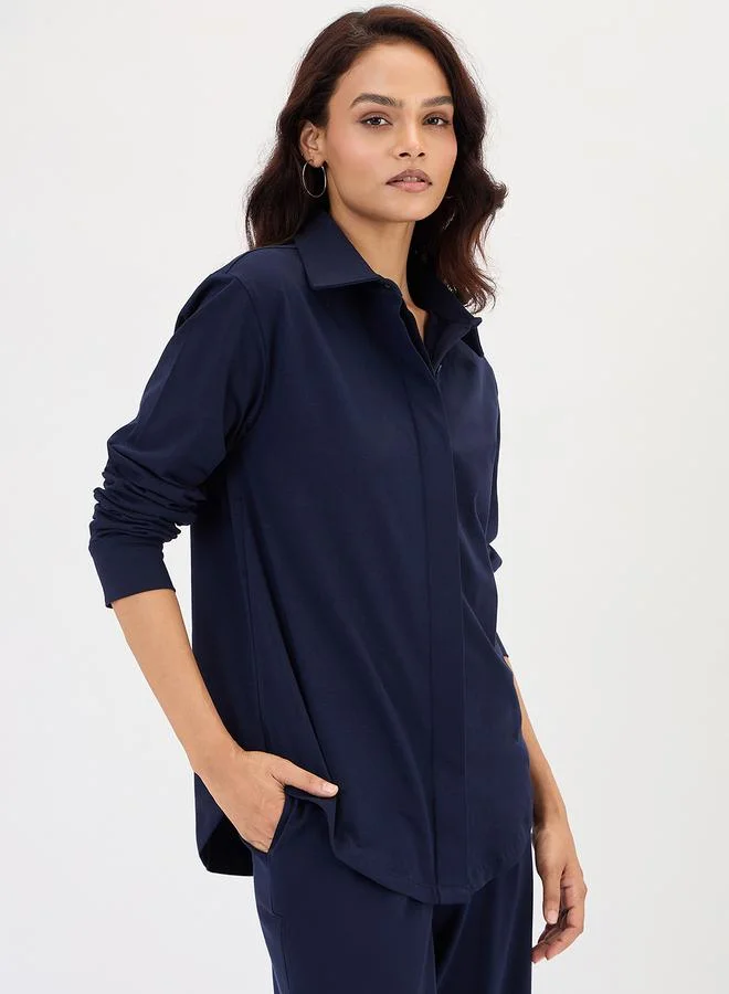 Navy Blue Long Sleeve Shirt