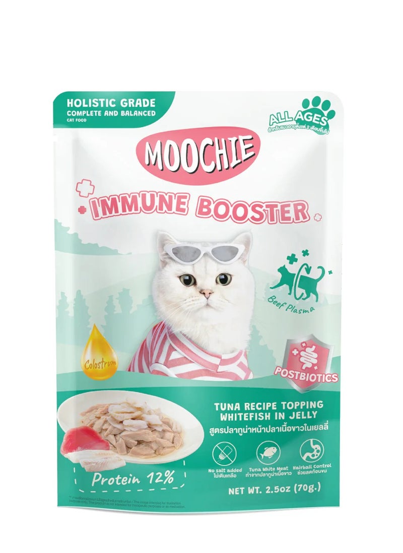 MOOCHIE moochie tuna recipe topping whitefish in jelly cat food for immune booster 70g pack of 6 