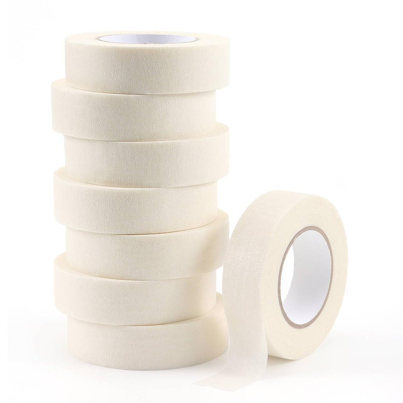LONGKEY White Masking Tape 8 Rolls, 0.7 Inch x 20 Yards, Premium Quality, Multi-Purpose, Painters Tape for Home, Office & DIY Projects - Image 1