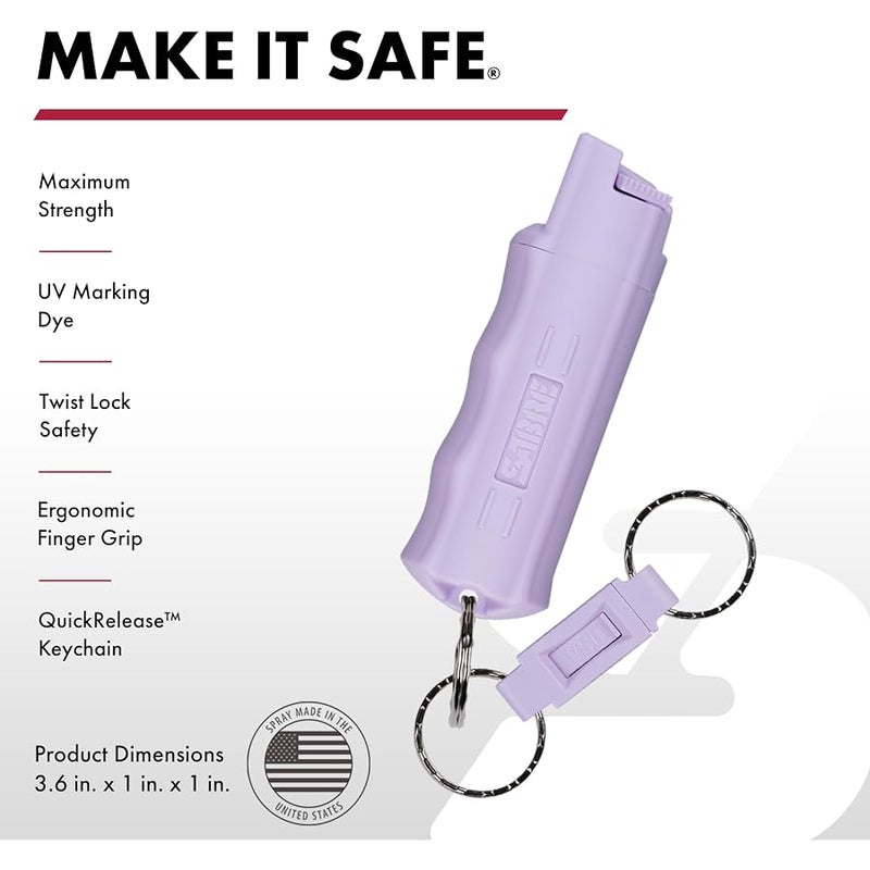 sabre Pepper Spray with Quick Release Keychain for Self Defense – Maximum Strength OC Spray with UV Marking Dye, Twist Lock Safety, Finger Grip, 10‑Second Spray, 14‑ft Range, Made in USA, 0.54 fl oz - Image 2