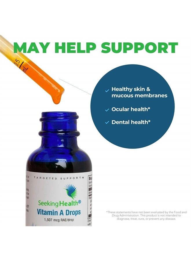 Seeking Health Vitamin A Drops, 1507 mcg of Liquid Vitamin A for Immune System and Prenatal Health, Eye and Skin Health, Vegan and Vegetarian, 30 ml (600 Servings)*